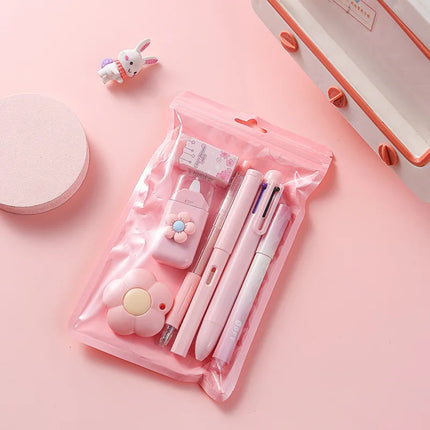 7-In-1 Stationery Set Children Back To School Gel Pen Highlighter Ballpoint Pen Eternal Pencil Tape Eraser Kids Prize Xmas Gift