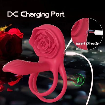Powerful Rose Vibrating Cock Ring Vibrator Penis Sleeve Sucking Stimulator G-spot Erection Ring Clitoral Couples Adult Sex Toys
