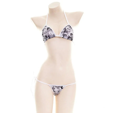 Anime Comics Girl Leather Bikini Sets 2024 New Women Sexy Two-piece Thong swimsuit Bathing Suit Cute Bikini Maid Cosplay Costume