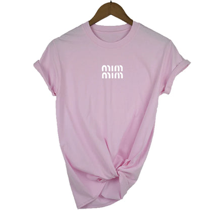 Cotton T-Shirt for Women's Short Sleeve Summer Print Top Fashion Trend Tee Round Neck Clothes