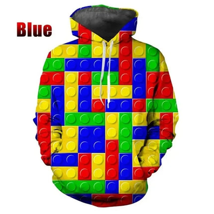 Funny Building Blocks Graphic Hoodie For Men Women 3D Printing Pullovers Oversized Men Hoodies Fashion Casual Sweatshirts Hoody