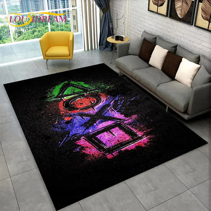 3D Cartoon Game Gamer Gamepad Large Area Rug, Carpet Rug for Living Room Kids Bedroom Sofa Doormat Decor, Child Non-slip Floor Mat