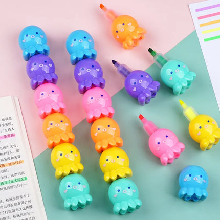 1pcs Creative 5 Color Highlighter Cartoon Cute Shape Highlighter Creative Students Make Hand Account Marker