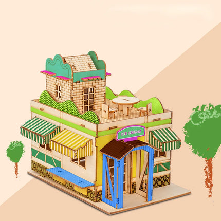 1:50 Scale Miniature Building Prefabricated House Wooden Cabin DIY Assembly Model Kit Wooden Constructor Architecture Material