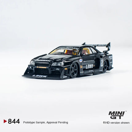 MINIGT 1:64 Nissan LB-ER34 Super Silhouette SKYLINE Black mgt alloy Car Model 844