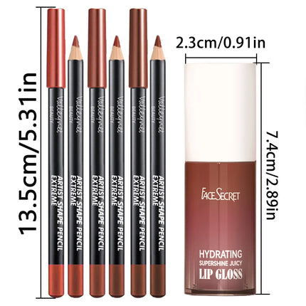4PCS/SET Moisturizing Lip Gloss Lip Oil Lip Liner Set - Long lasting Waterproof Lip Liner 3D Lips for A Dewy Finish Lip Combo