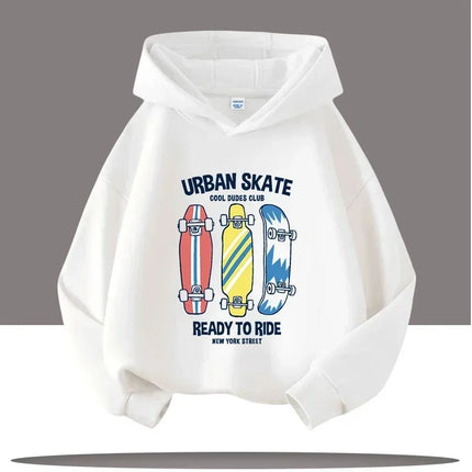 Autumn Winter Skateboard Cool Print Children's Hoodie Warm Pullover Girl Casual Top Kid Casual Clothes Boy Sportswear Sweatshirt
