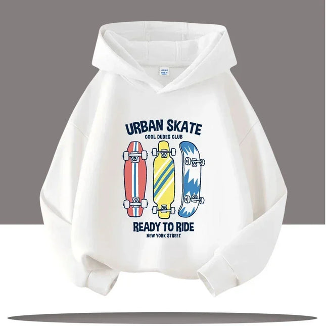 Autumn Winter Skateboard Cool Print Children's Hoodie Warm Pullover Girl Casual Top Kid Casual Clothes Boy Sportswear Sweatshirt