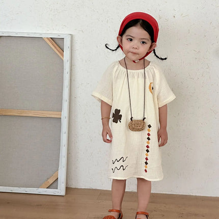 RAISE 2026 Summer Siblings Attires Children Pure Cotton Pajamas Set Kids Boys Tees+shorts Homewear Suit Kids Girls Print Dress