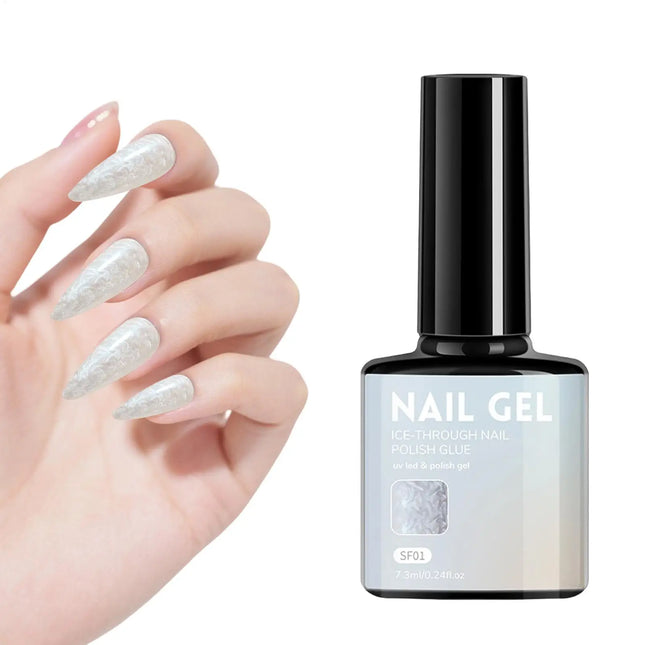 Pearl White Gel Nail Polishing 7.3ml Glitter Quick Dry Long Lasting Enamel Pearl White Nail Gel for Women Teens Mothers Salon