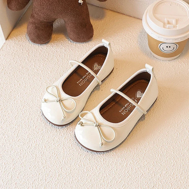Girls' Loafer Shoes Round-toe Versatile Kids Leather Shoe Spring Autumn Bowknot New Children's Flats for Princess Ballet Fashion