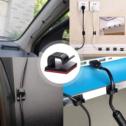 50PCS Cable Organizer Clips Wall Mounted USB Charging Data Line Bobbin Winder Cord Holder Wire Manager Cable Management Hook