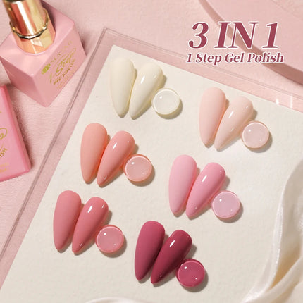 UR SUGAR 15ml 1-step Gel Polish 3 IN 1 Gel Nail Polish Pink Colors Nail Art Soak Off LED UV Gel Nail Varnishes For Nail DIY Arts