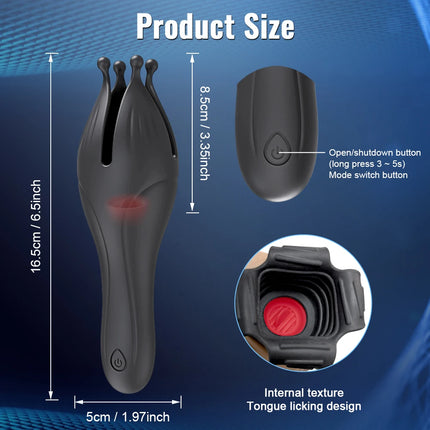 3-in-1 Male Masturbation Toy with Glans Stimulator Penis Trainer Tongue Licking Vibrator Adult Toy for Men 360° Training 18+