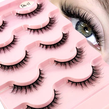 HBZGTLAD 3D natural cat eye fluffy soft cross 5 pairs of comic eyelashes Wispy natural eyelash extension eyelashes