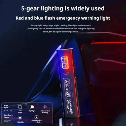 Powerful Mini COB Keychain Flashlight 5 Modes Rechargeable Hanging Work Light Waterproof Keyring Camping Walking Pocket Lamp