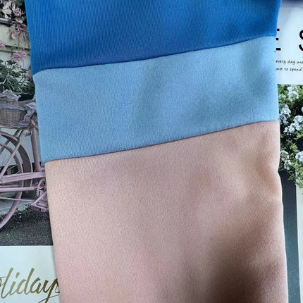 Women's sweatshirt 2024 new autumn and winter solid color stitching casual high collar hooded cross-border sweatshirt for women