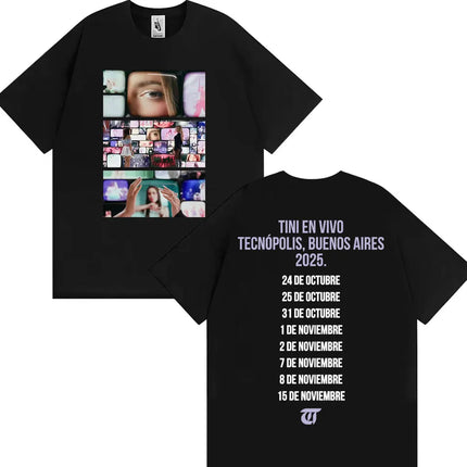 Singer TINI STOESSEL Futtura Album 2025 Tour T-shirt Men Women Fashion Aesthetic Retro Tee Shirt Cotton Casual Oversized T Shirt