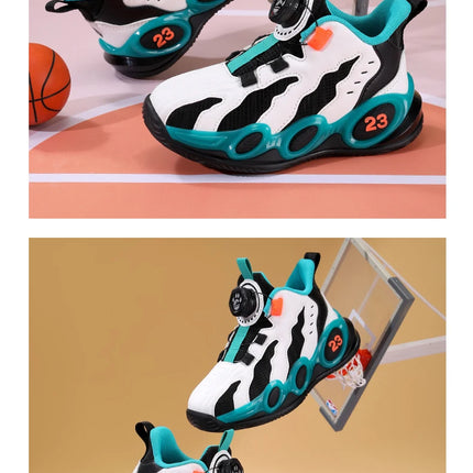 Fashion Basketball Shoes for Kids High-top PU Leather Sports Shoes Children Casual Shoes Boys Girls Comfortable Gym Trainers New