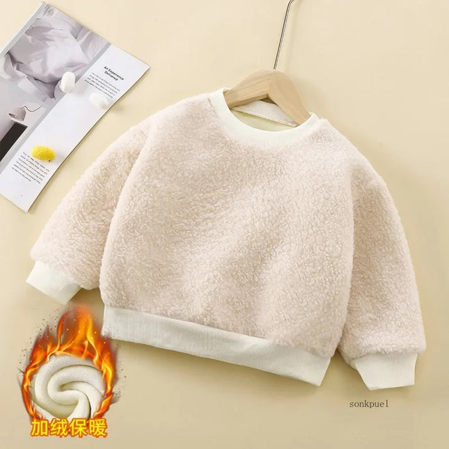 2025 New Baby Girls Boys Clothes Cute Fleece Winter Warm Tops Baby Girl Casual Kids Sweatshirts