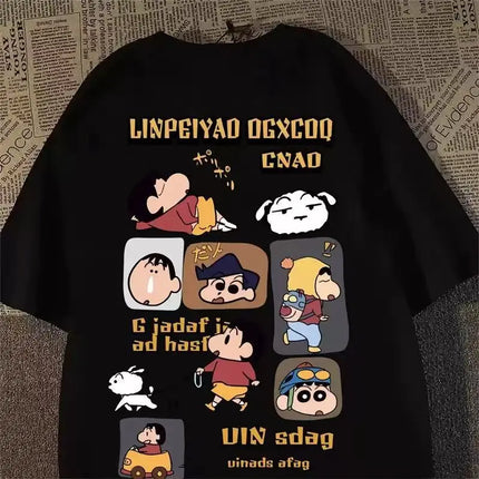 Crayon Little New Japanese Anime Printed Cotton T-shirt Cute Style Women's Short Sleeve T-shirt Personality High-Quality Tops