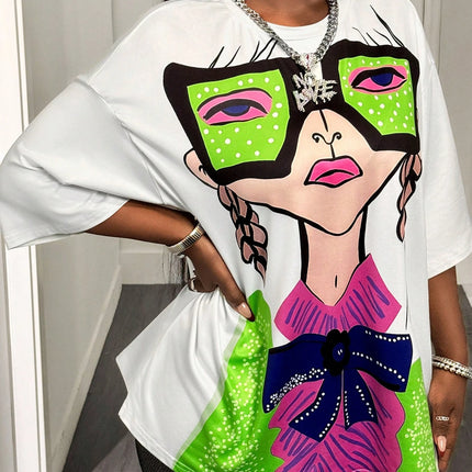 BamGleam Oversized T-shirt Loose Casual Hip-Hop Style Graphic Printed Women T-Shirt Summer Fashion Y2k Ladies Clothes Female Tee