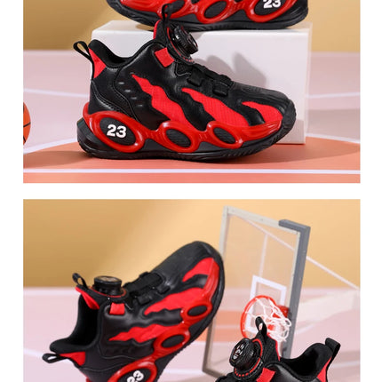 Fashion Basketball Shoes for Kids High-top PU Leather Sports Shoes Children Casual Shoes Boys Girls Comfortable Gym Trainers New