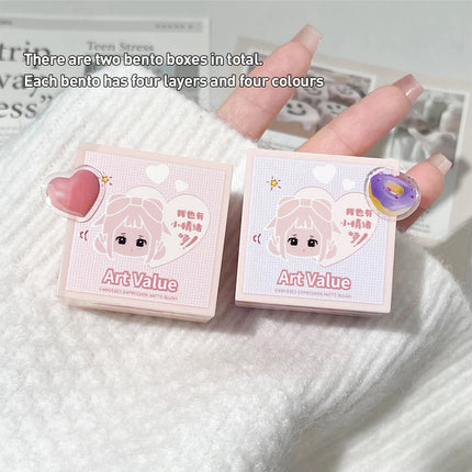 4-in-1 Embossed Matte Blush Makeup Palette Nude Eyeshadow Cheek Blusher Contouring Four-layer All-in-one Box Brightening Makeup