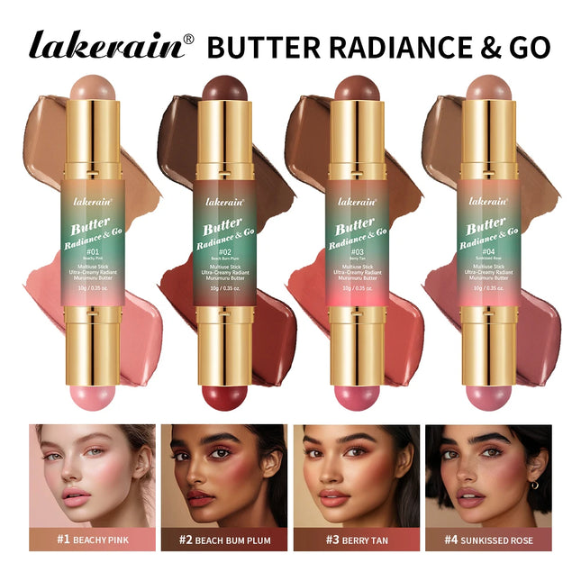 Lakerain Butter Makeup Stick Nature Bronze Colored Matte Effect Moisturizing Smooth Dual-head Design Multi-purpose Makeup Stick