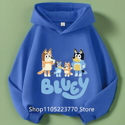 Bluey Kids Hoodie Autumn Winter Cartoon Printed Sweatshirt Cozy Pullover Casual Top for Boys Girls