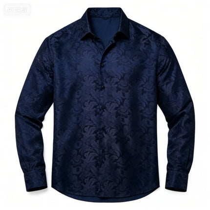 Men's Brand New Silk Top with Regular Slim Fit, Ordinary Lapel, 3D Printed with Artistic Patterns, Fashionable and Comfortable,
