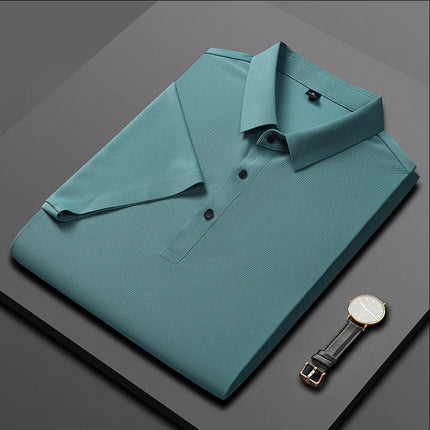 Summer New Men's Short Sleeve Ice Silk POLO Shirt Fashion Simple Men's Business Casual Pullover Large Size 5XL
