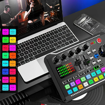 F998 Podcast Live Equipment Bundle, Professional Live Sound Card with Microphone Set Mixer Recording Studio Package Music Singin