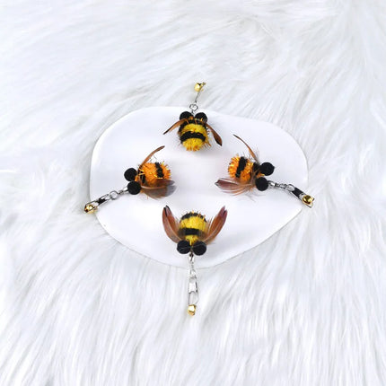 5/10pcs Cat Feather Toy Simulated Insect Tease Cat Stick Replacement Heads Interactive Cat Teaser Bell Toys Random Style