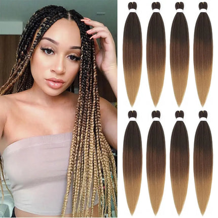 26" Braiding Hair Pre Stretched Soft Ombre Braiding Hair For Black Women Hot Water Setting Synthetic Braiding Hair Extensions