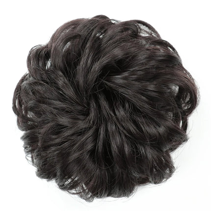 Azqueen Synthetic Messy Bun Chignon Donut Gary Brown Color Hair Bun Pad Elastic Hair Rope Rubber Band Hair Extensions