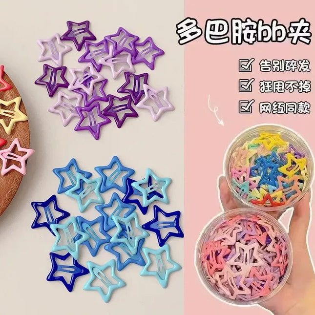 10pcs Colorful Star BB Hair Clips Girls Y2K Cute Star Barrettes Women Simple Metal Snap Clip Headdress Hair Jewelry Accessories