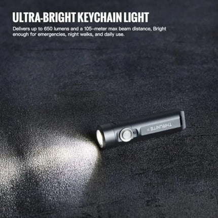 Ti Keychain Flashlight, USB-C Rechargeable Mini Flashlight, 650 Lumens with Magnetic Tailcap, IPX-6 Waterproof EDC Pocket Light