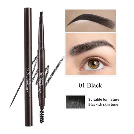 Double Ended Eyebrow Pencil Rotatable Triangle Eye Brow Pen Sweatproof Waterproof Smooth Lasting Beauty With Brush Makeup Tool