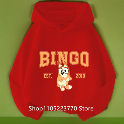 Kids Bluey Themed Hoodie Warm Fleece Lined Sweatshirt Autumn Winter Casual Pullover for Boys Girls