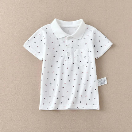 Versatile Japanese Export Student Base Layer Top Polo Shirt Sea Anchor Design T-Shirt For Men Women Children Summer