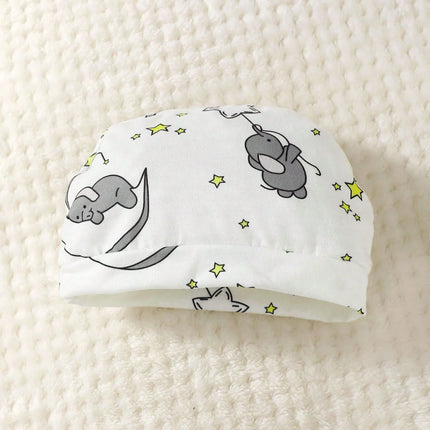 2pcs Baby Cute Cartoon Elephant Pattern Embroidery Long Sleeve Romper With Hat