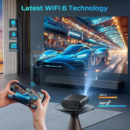 DITONG Projector 4K Android with Dual WiFi 6 and Bluetooth Auto Keystone Auto Focus Home Theatre HD Native 1080P Outdoor Movie