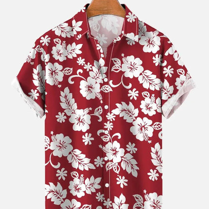 Men's casual shirt plant printed summer clothing Hawaiian short sleeved 2023 medieval vintage beach vacation top