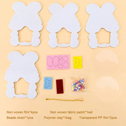 Cartoon Non Woven Shake Pendant DIY Material Kits For Children Kids Easy To Paste Accessories Handmade Crafts Shaker Puzzle Toys