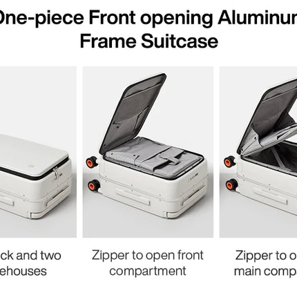 Mixi Front Laptop Pocket Suitcase Wide Handle Travel Suitcase Men 20''Carry-On Luggage Women PC Aluminum Frame Trolley Case 24''