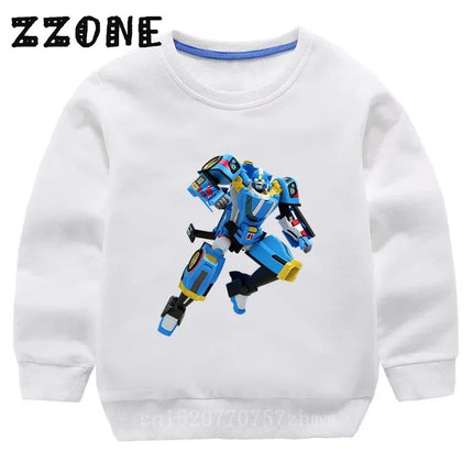 Kids Sweatshirts Tobot Evolution Transformer Robot Car Print Funny Children Hoodies Casual Baby Pullover Tops Girls Boys Clothes