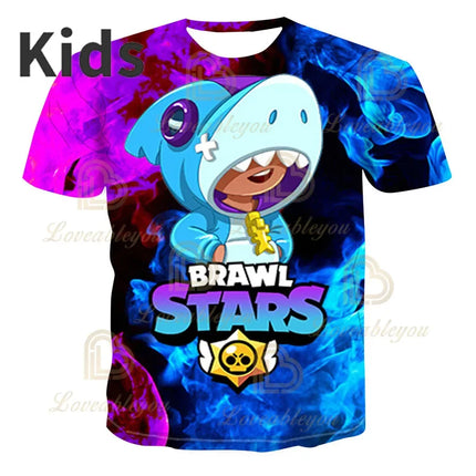 Brawling-Heros 6 To 19 Years Kids Shark T Shirts Mr.P Game 3D Boys Girls Cartoon Tops Teen Clothes