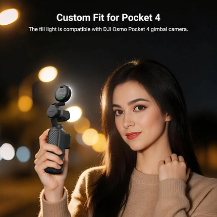 NEEWER Mini LED Auxiliary Fill Light For DJI OSMO Pocket 4 Gimbal Camera, 200mAh with 3 CCT Modes & USB C Charging, Lightin