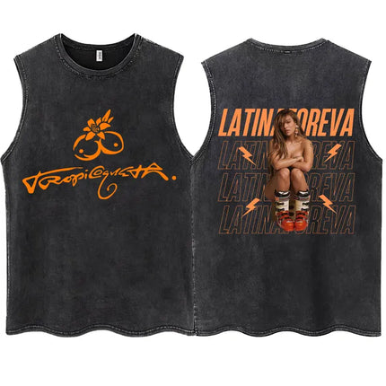 Wash KAROL G 2025 New Album Tropicoqueta Tank Tops Men Women Aesthetic T Shirt Casual Oversized 100% Cotton Sleeveless T Shirts
